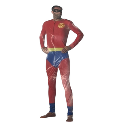 Superhelden Kostuum Heren – Super Man Pak met Cape en Masker – Maat S / M / L