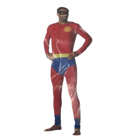 Superhelden Kostuum Heren – Super Man Pak met Cape en Masker – Maat S / M / L