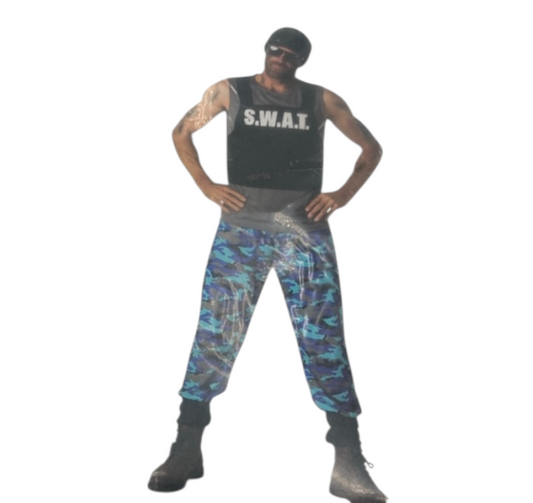 S.W.A.T. Kostuum Heren – SWAT Shirt met Blauwe Camouflage Broek