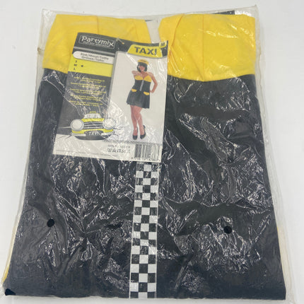 Sexy Taxi Verkleedjurk Dames – Zwart Geel Kostuum met Pet – Maat S / M / L