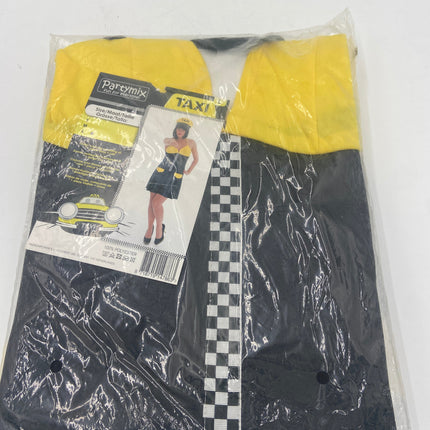 Sexy Taxi Verkleedjurk Dames – Zwart Geel Kostuum met Pet – Maat S / M / L
