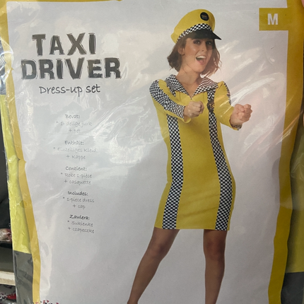 Taxi Chauffeur Verkleedkostuum Dames – Inclusief Jurk & Pet – Maat S M L