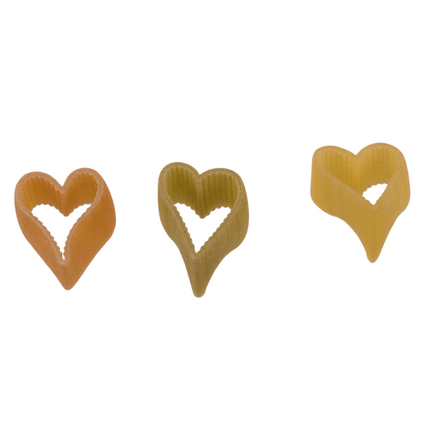 Heart-shaped Tricolor Durum Wheat Pasta with Tomato and Spinach - 250 g