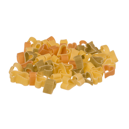 Heart-shaped Tricolor Durum Wheat Pasta with Tomato and Spinach - 250 g