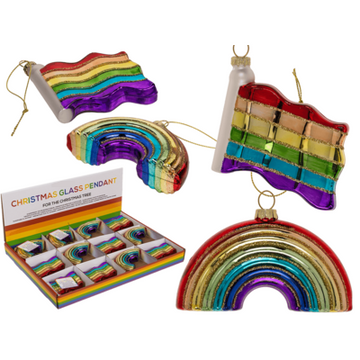 Weihnachtsanhänger Pride Regenbogen und Flagge – Glas
