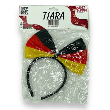 Plush Headband with Bow Tie in German Flag Design