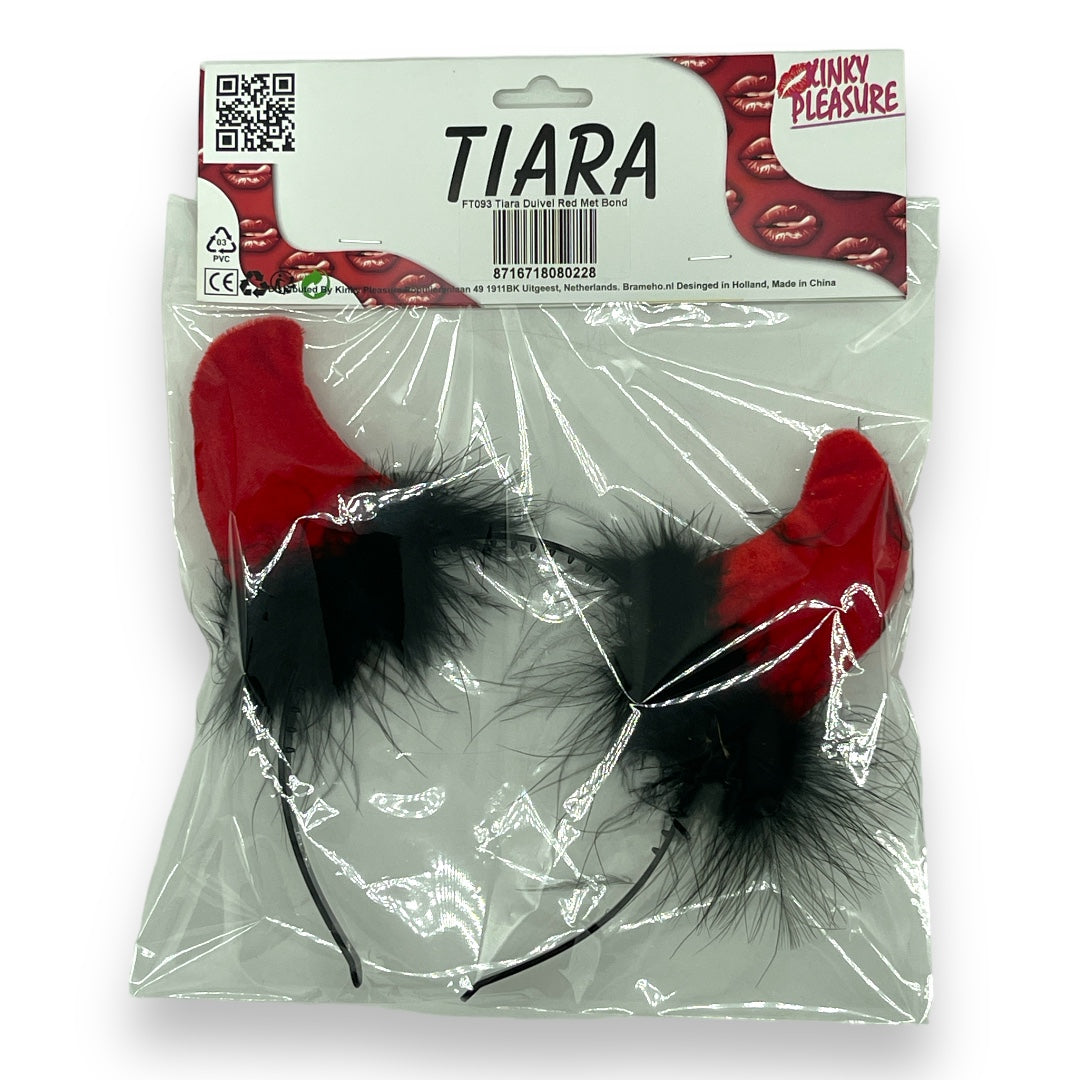 Tiara Devil Horns Red - Striking Accessory for Theme Party, Carnival and Halloween