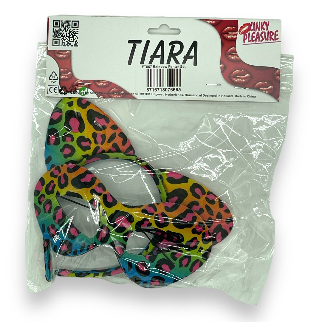 Rainbow Colored Panther Dress Up Set - Tiara and Mask