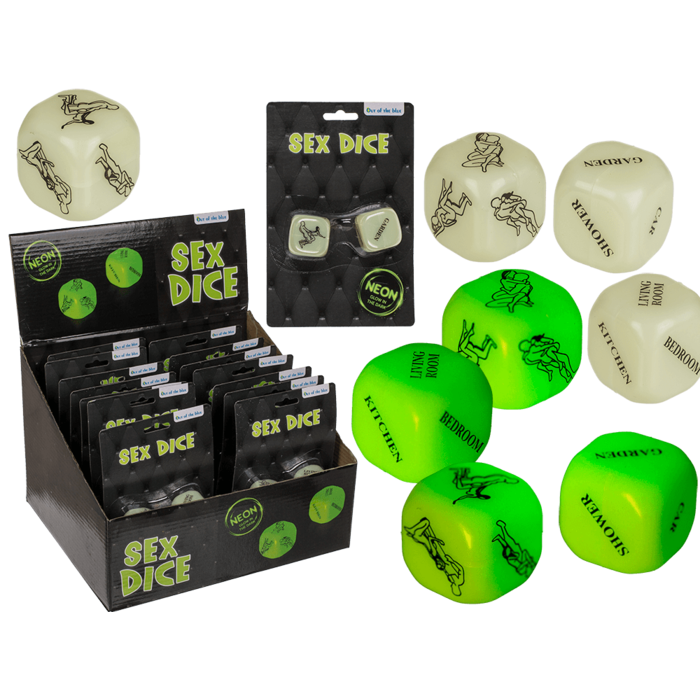 Sex Dobbelstenen Glow in the Dark - Set van 2