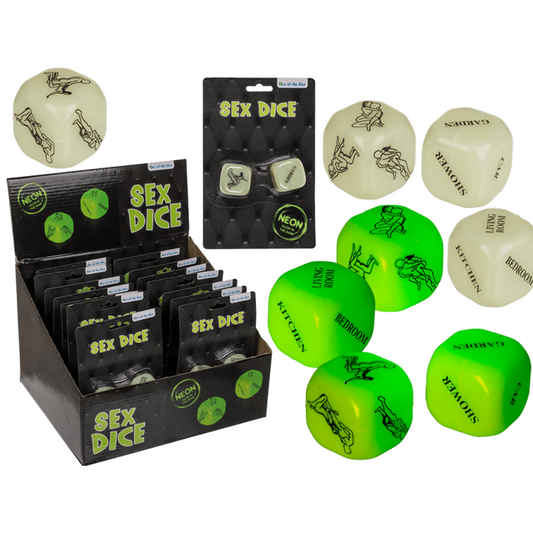 Breng wat spanning in je slaapkamer met deze Glow-in-the-Dark Sex Dobbelstenen Set