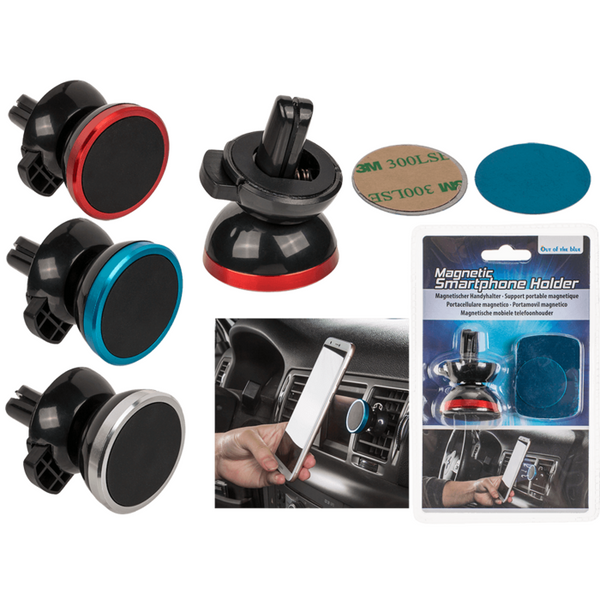 Magnetische telefoonhouder voor auto in rood, blauw of zwart