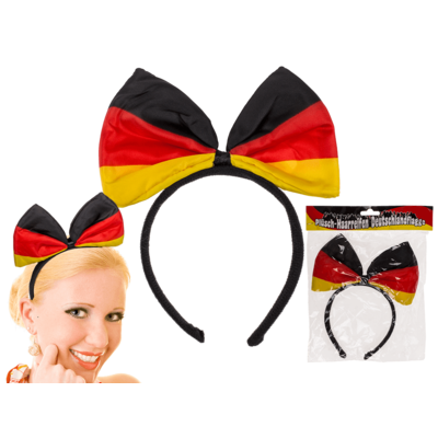 Plush Headband with Bow Tie in German Flag Design