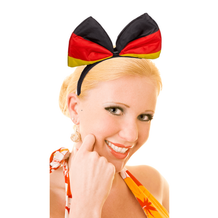 Plush Headband with Bow Tie in German Flag Design