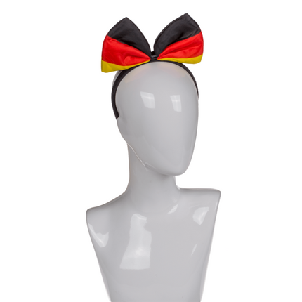 Plush Headband with Bow Tie in German Flag Design