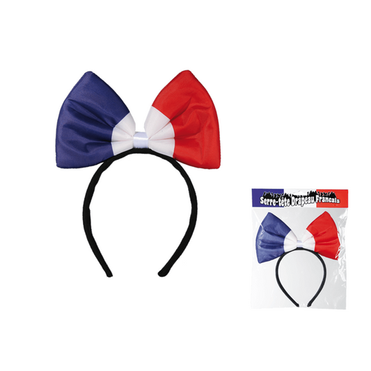 Plush headband bow tie in French colours, 25 cm