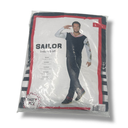Matroos Kostuum – Marine Verkleedpak Maat M, L, XL – Blauw met Witte Details