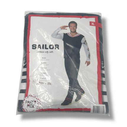 Matroos Kostuum – Marine Verkleedpak Maat M, L, XL – Blauw met Witte Details