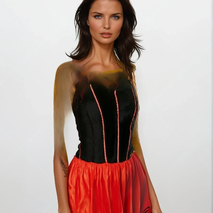 Sexy Spaanse Jurk – Flamenco Verkleedkostuum Maat S M L – Rood/Zwart