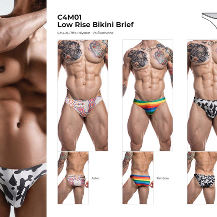 CUT4MEN - C4M01 - Low Rise Bikini Brief Men Underwear - 12 Pieces - 3 Color - 4 Sizes - 1 Piece