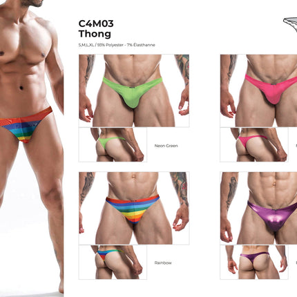CUT4MEN - C4M03 - Thong Men Underwear - Rainbow - 4 Sizes - 1 Piece