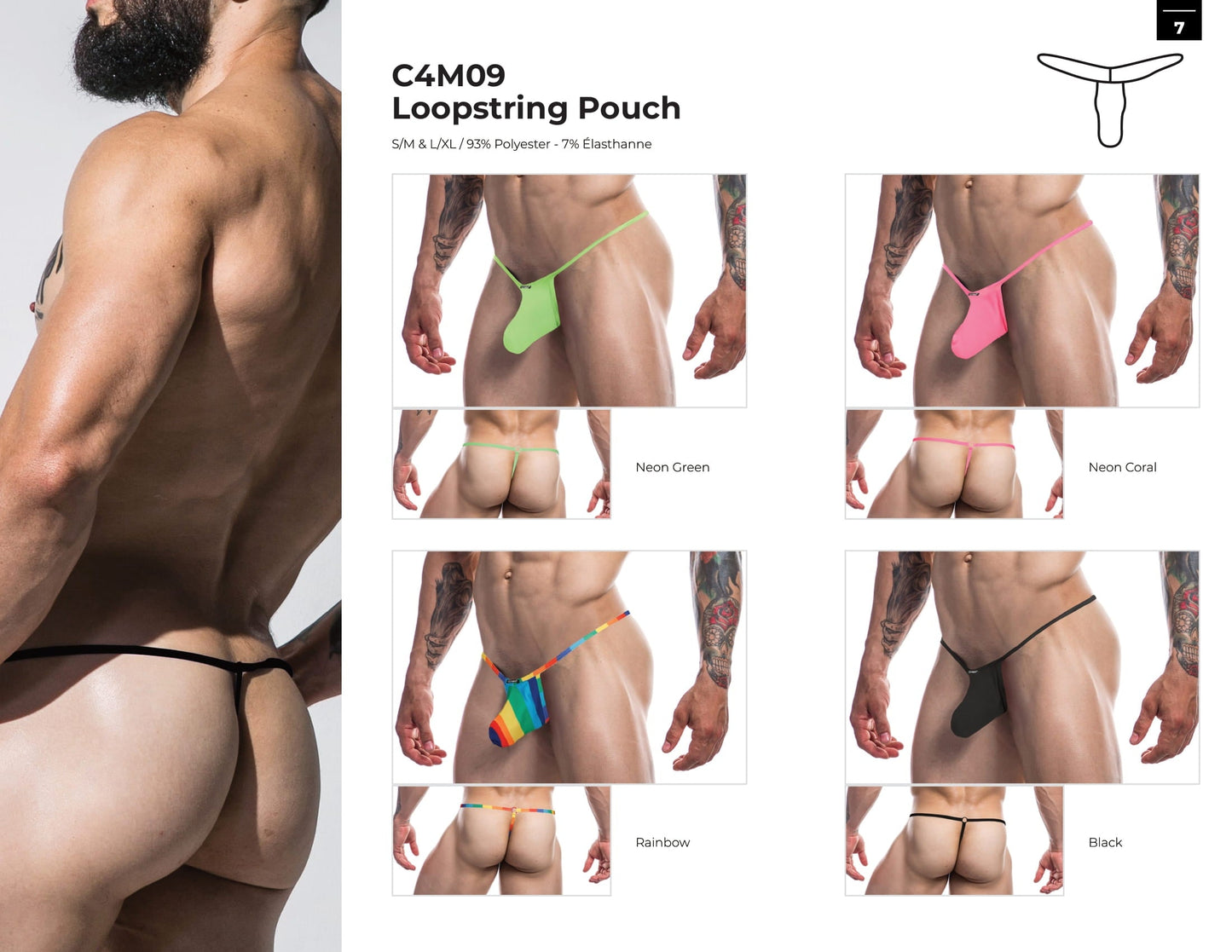 CUT4MEN - C4M09 - LoopString Pouch Men Underwear - Neon Coral - 2 Sizes - 1 Piece