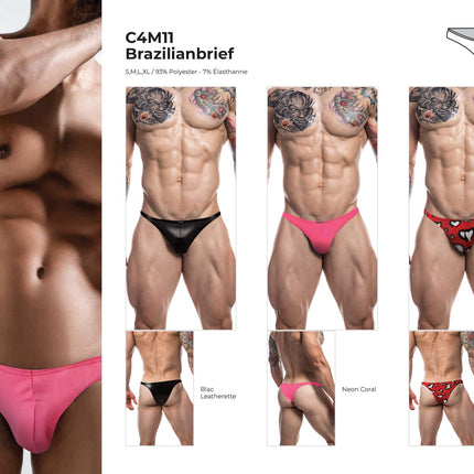 CUT4MEN - C4M11 - Brazilian Brief Men Underwear - Hearts Design - 4 Sizes - 1 Piece