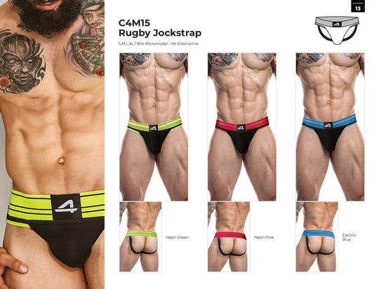 CUT4MEN - C4M15 - Rugby Jockstrap Men Underwear - 12 Pieces - 3 Colors - 4 Sizes -1 Piece