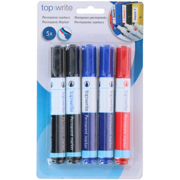 Permanente markers 5 stuks - Zwart, Blauw en Rood