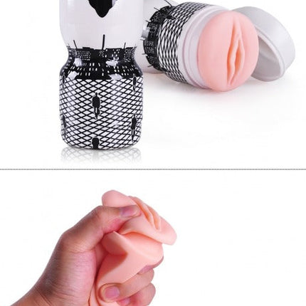 Power Escorts Wit/Zwart Masturbator Cup - 16 Cm - Br25