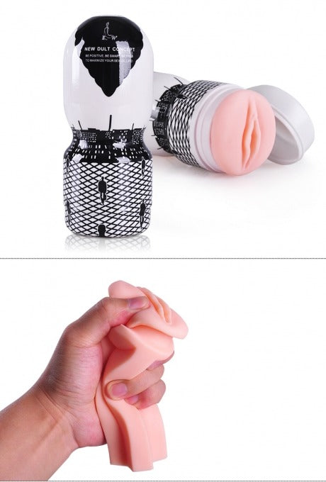 Power Escorts Wit/Zwart Masturbator Cup - 16 Cm - Br25