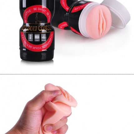 Power Escorts - BR25 - Masturbator Cup - Black Red - 16.5 CM - Flesh