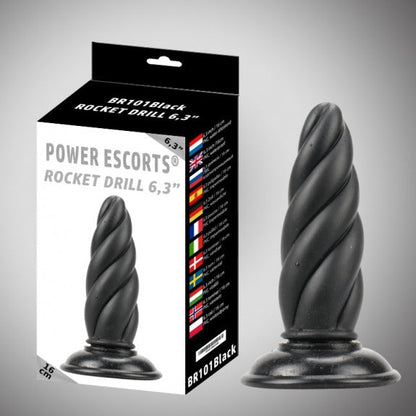 Power Escorts - BR101 - Rocket Drill 6.3'' Plug - Big Size Anal Plug 16 CM - Black
