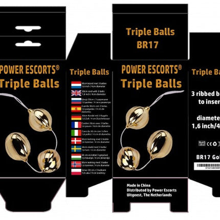 Power Escorts - BR17 - Gold Triple Balls - Heavy Big Size Benwa Balls
