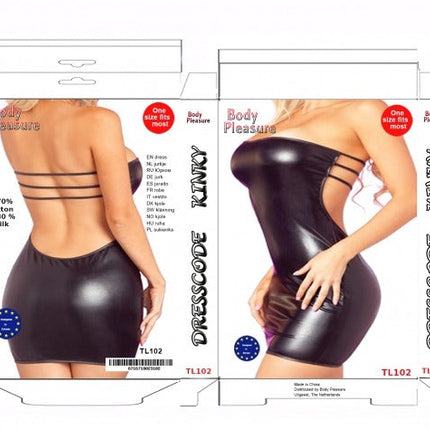 Body Pleasure Wet Look Strakke Jurk - One Size - TL102