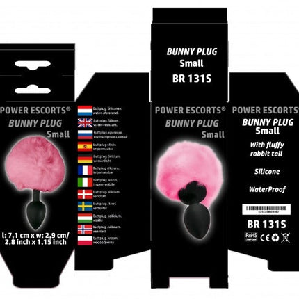 Power Escorts - BR131S - Bunny Plug Small - 7,2 × 3,2 CM / 2,8 × 1,26 Inch - Black/Pink Tail