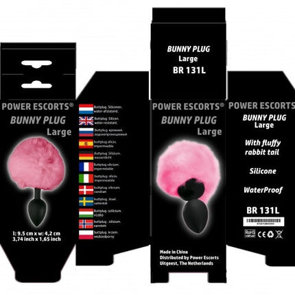 Power Escorts - BR131L - Bunny Plug Large - 9,3 × 4,1 CM / 3,8 × 1,6 Inch - Black/Pink Tail