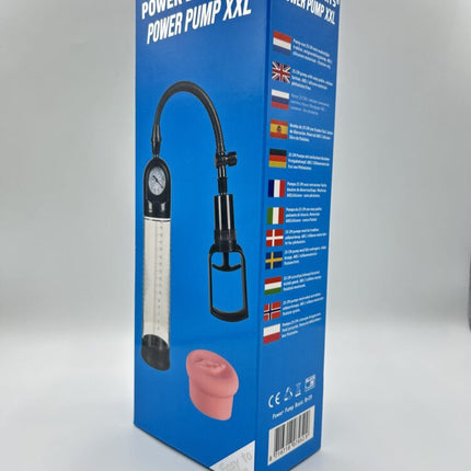 Power Escorts - BR29 - Power Pump XXL - Mega Penis Pump - With Extra Exchangeable Pussy & Manometer - Black/Transparant