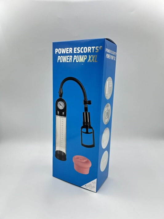 Power Escorts - BR29 - Power Pump XXL - Mega Penis Pump - With Extra Exchangeable Pussy &amp; Manometer - Black/Transparent