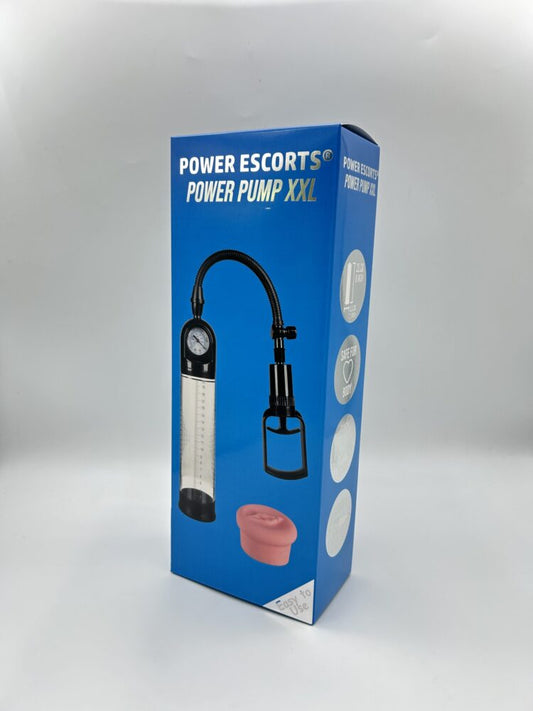 Power Escorts - BR29 - Power Pump XXL - Mega Penis Pump - With Extra Exchangeable Pussy & Manometer - Black/Transparant