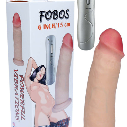 Bossoftoys Fobos Loveclonex Ultra Realistic Vibrator - Ultra Realistic Vibrator - Cyber skin feels like real - 21-00033- Better then Silicone - 5-7 cm thick - Suction Cup - Wired Remote - Flesh - 6 inch / 15 cm