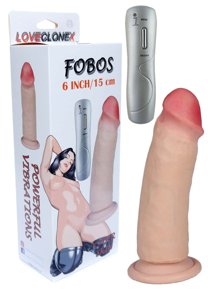 Bossoftoys Fobos Loveclonex Ultra Realistic Vibrator - Ultra Realistic Vibrator - Cyber skin feels like real - 21-00033- Better then Silicone - 5-7 cm thick - Suction Cup - Wired Remote - Flesh - 6 inch / 15 cm