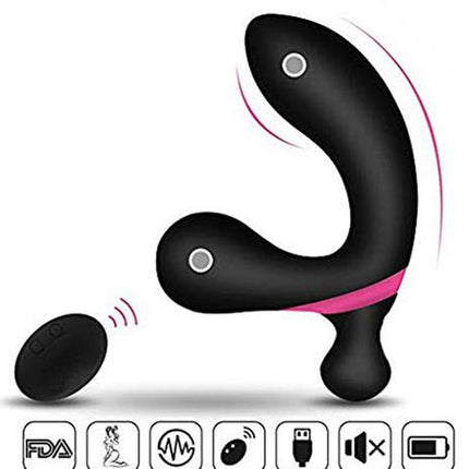 Bossoftoys - 22-00016 - Prostate Stimulator - Remote control - 2 strong Motors - 10 Function - Rechargeable - Black  - very stylish black design box