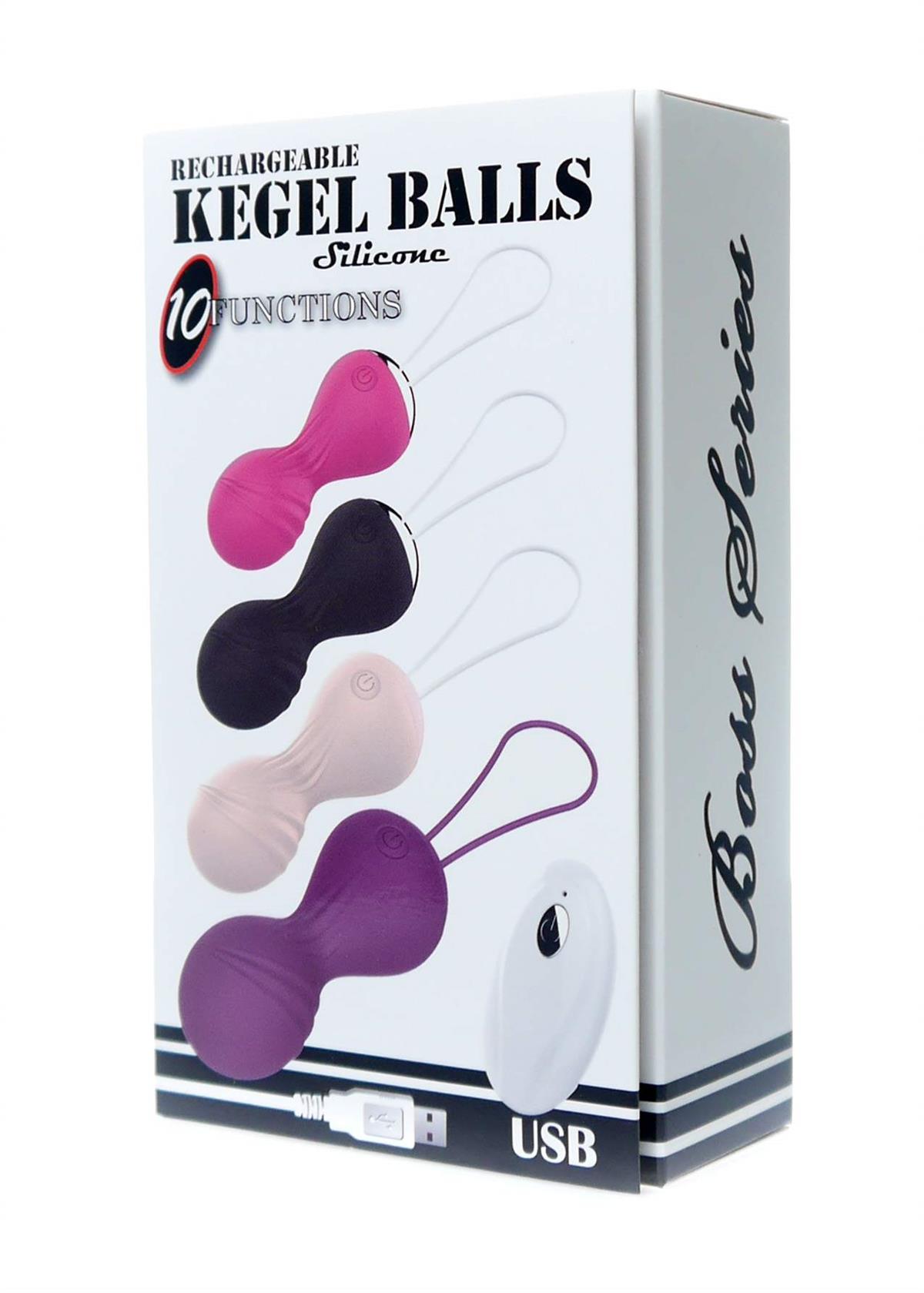 Bossoftoys - 22-00025 - Vibrating Kegel Balls - Silione - total length 8 cm -  dia 3/3,5 cm - 10 function Remote Control - Rechargeable- colour windowbox