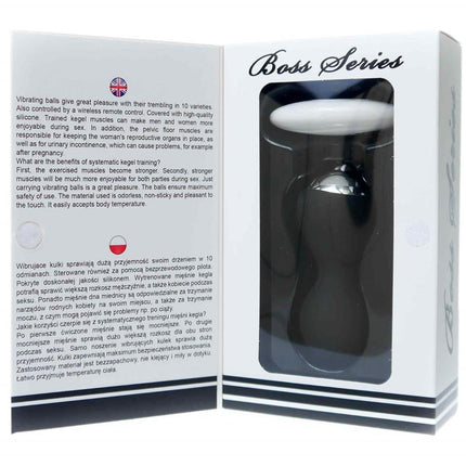 Bossoftoys - 22-00025 - Vibrating Kegel Balls - Silione - total length 8 cm -  dia 3/3,5 cm - 10 function Remote Control - Rechargeable- colour windowbox