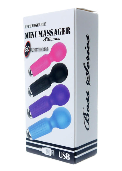 Bossoftoys - 22-00042 - Mini Massager vibrator - 20 Functions - Silicone - 11 cm -  dia 3,7 cm - Rechargeable - attractive Colour windowbox - Black