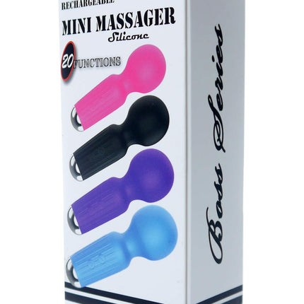 Bossoftoys - 22-00041 - Mini Massager vibrator - 20 Functions - Silicone - 11 cm -  dia 3,7 cm - Rechargeable - attractive Colour windowbox - Blue