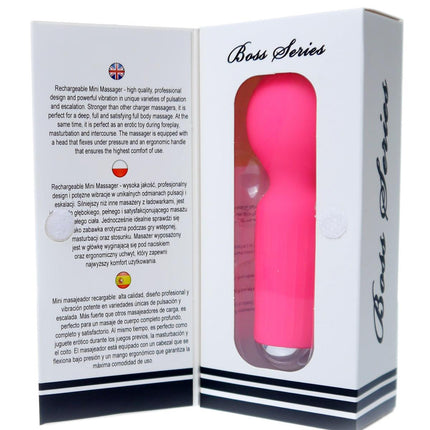 Bossoftoys - 22-00039 - Mini Massager vibrator - 20 Functions - Silicone - 11 cm -  dia 3,7 cm - Rechargeable - attractive Colour windowbox - Pink