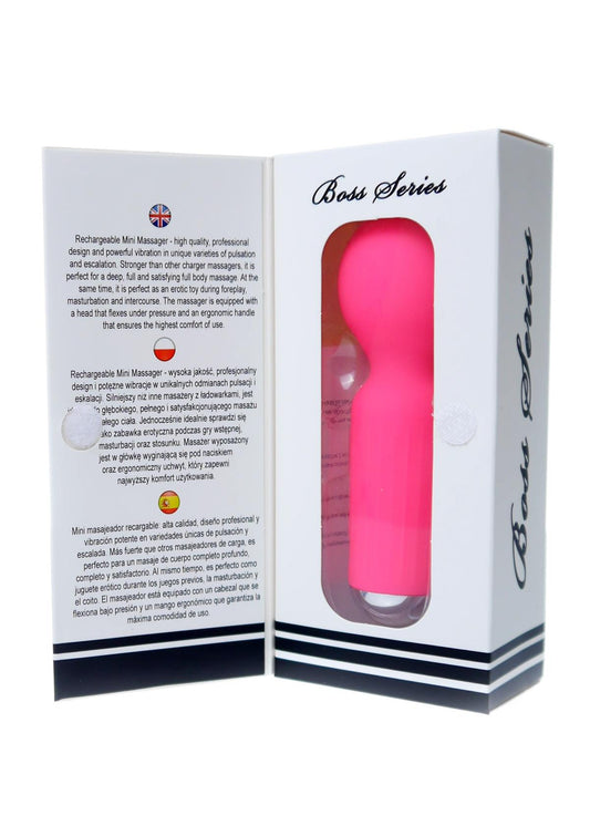 Bossoftoys - 22-00039 - Mini Massager vibrator - 20 Functions - Silicone - 11 cm - dia 3.7 cm - Rechargeable - attractive Color windowbox - Pink