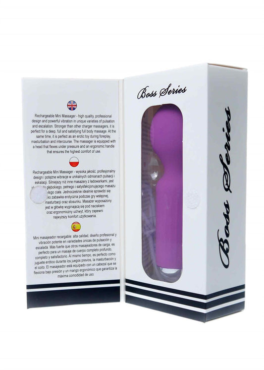 Bossoftoys - 22-00040 - Mini Massager vibrator - 20 Functions - Silicone - 11 cm - dia 3.7 cm - Rechargeable - attractive Color windowbox - Purple