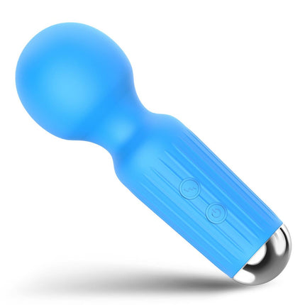 Bossoftoys - 22-00041 - Mini Massager vibrator - 20 Functions - Silicone - 11 cm -  dia 3,7 cm - Rechargeable - attractive Colour windowbox - Blue